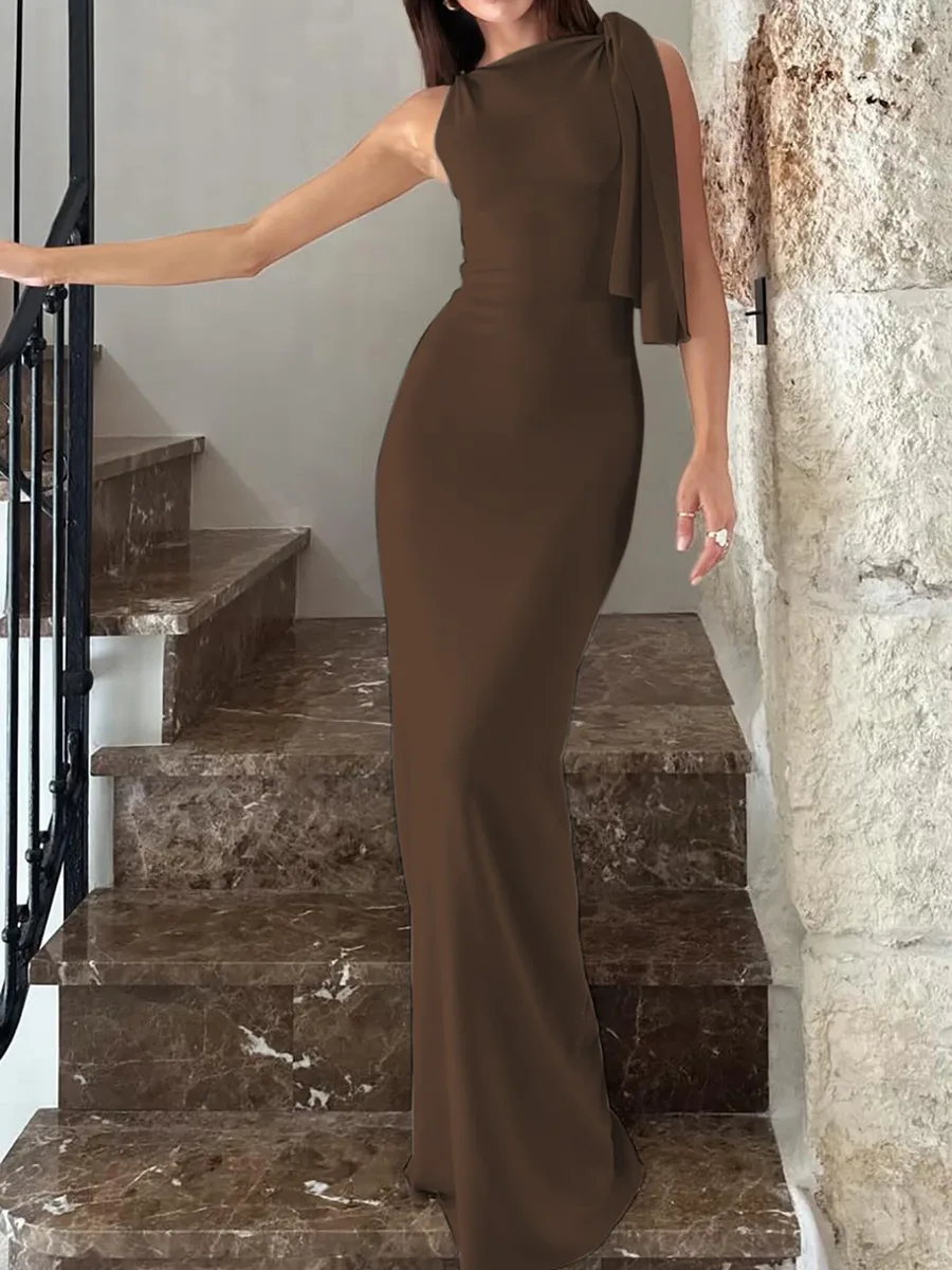 Brown Bodycon Prom Maxi