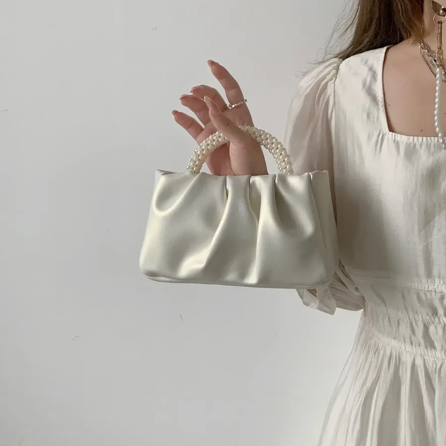 White Pearl Handle Dinner Clutch